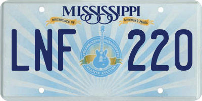 MS license plate LNF220