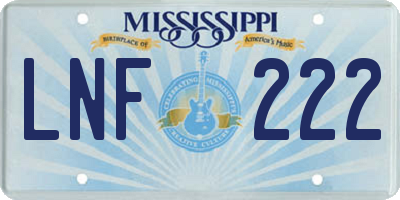 MS license plate LNF222