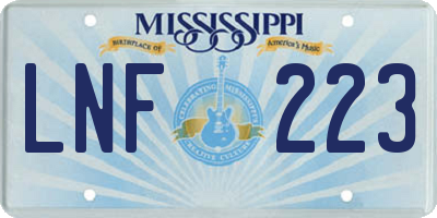 MS license plate LNF223