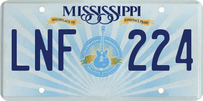 MS license plate LNF224