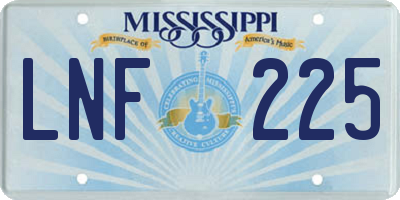 MS license plate LNF225