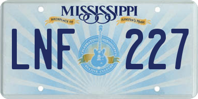 MS license plate LNF227