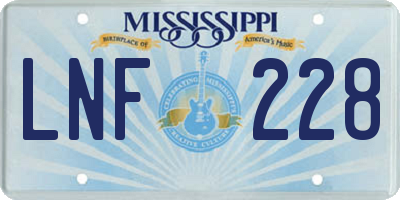 MS license plate LNF228
