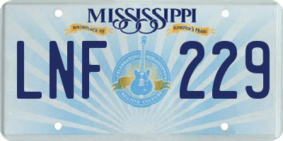 MS license plate LNF229
