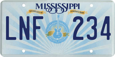 MS license plate LNF234