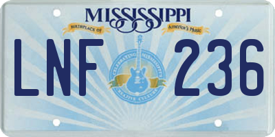 MS license plate LNF236