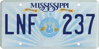 MS license plate LNF237