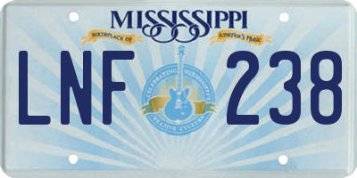 MS license plate LNF238
