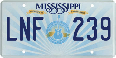 MS license plate LNF239