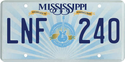 MS license plate LNF240