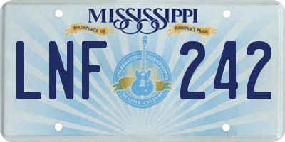 MS license plate LNF242