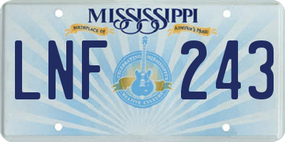 MS license plate LNF243
