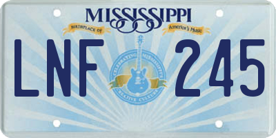 MS license plate LNF245
