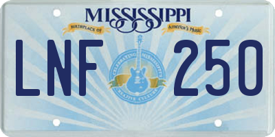 MS license plate LNF250