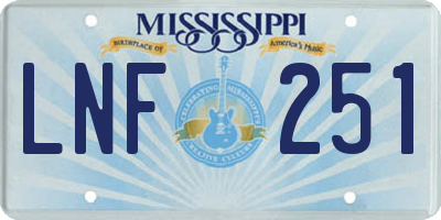 MS license plate LNF251
