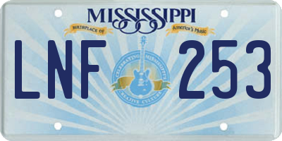 MS license plate LNF253