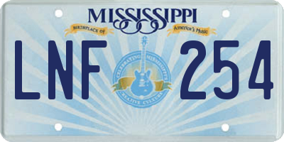 MS license plate LNF254