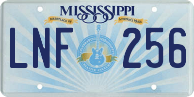 MS license plate LNF256