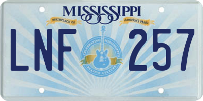 MS license plate LNF257