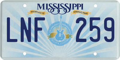 MS license plate LNF259