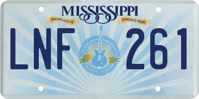 MS license plate LNF261