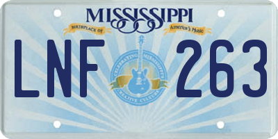 MS license plate LNF263