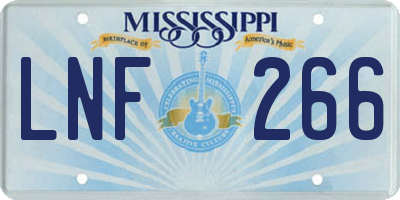MS license plate LNF266