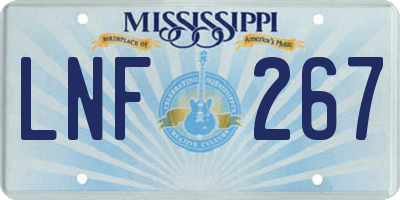 MS license plate LNF267