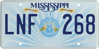 MS license plate LNF268