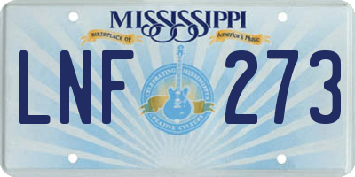 MS license plate LNF273