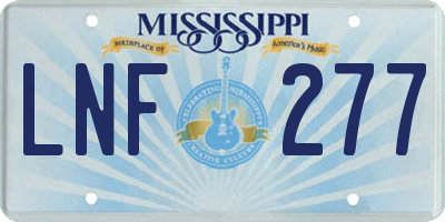 MS license plate LNF277