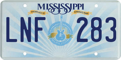 MS license plate LNF283