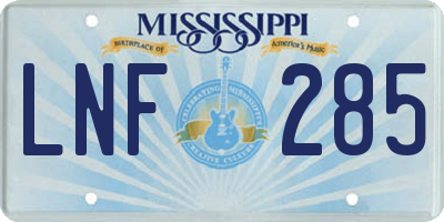 MS license plate LNF285