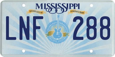 MS license plate LNF288