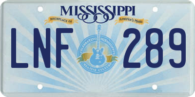MS license plate LNF289