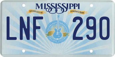 MS license plate LNF290