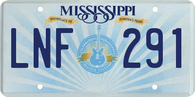 MS license plate LNF291