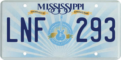 MS license plate LNF293