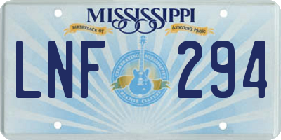 MS license plate LNF294