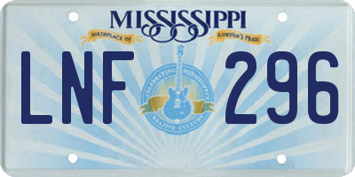 MS license plate LNF296