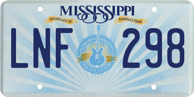MS license plate LNF298