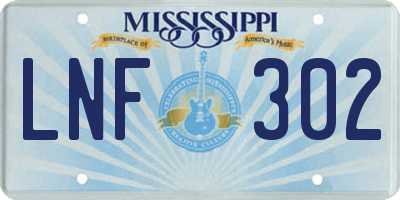 MS license plate LNF302