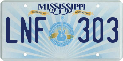 MS license plate LNF303