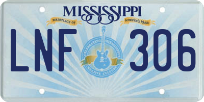 MS license plate LNF306