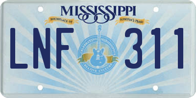 MS license plate LNF311