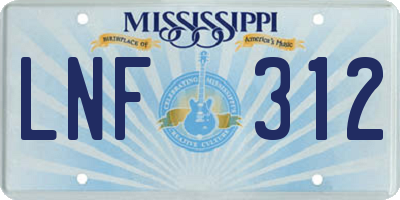 MS license plate LNF312