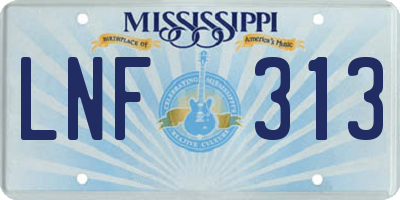 MS license plate LNF313