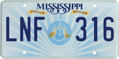 MS license plate LNF316