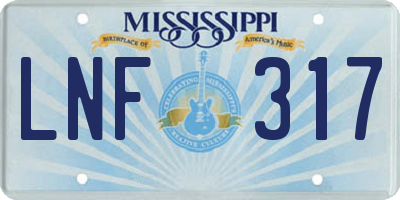 MS license plate LNF317