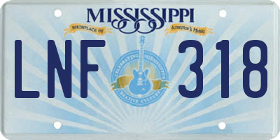 MS license plate LNF318